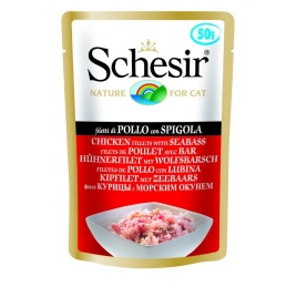 Schesir консервы для кошек, цыпленок с морским окунем - 50 г