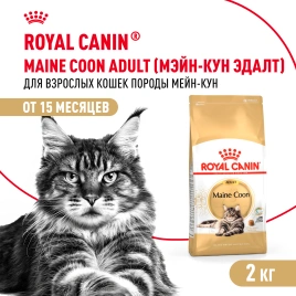 Сухой Корм Royal Canin MAINE COON (МЕЙН-КУН)Специальное питание для кошек породы мейн-кун, а также для кошек крупных размеров: сибирской,норвежской лесной и других, в возрасте от 15 месяцев и старше