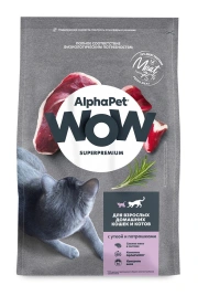 Сухой корм ALPHAPET WOW Superpremium Duck &amp;amp; Giblets для взрослых домашних кошек и котов, с уткой и потрошками, 750 г