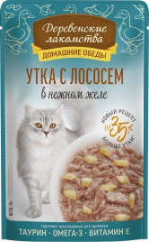 Влажный корм «Деревенские лакомства» для кошек с уткой и лососем, 70 г