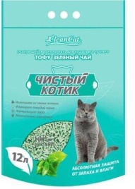 Комкующийся наполнитель Чистый Котик Тофу с ароматом зеленого чая, 6 л
