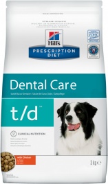 Hill's Prescription Diet t/d Dental Care корм для собак диета для поддержания здоровья ротовой полости с курицей 3 кг
