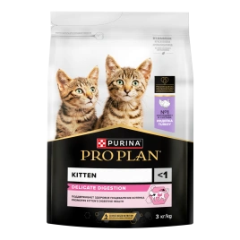 Сухой корм Purina Pro Plan Kitten Delicate Digestion для котят с чувствительным пищеварением, с индейкой, 3 кг
