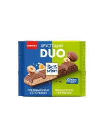 Шоколад молочный Ritter Sport "Хрустящий DUO орех.кр. с хлопьями и французское пирожное" 218г