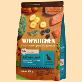 Сухой корм NOW'KITCHEN Fresh Small Adult  для взрослых собак малых пород со свежей  форелью, лососем, 400 г