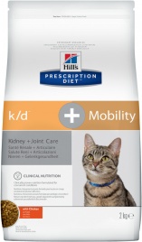 Hill's Prescription Diet k/d + Mobility Kidney+Joint Care корм для кошек диета для поддержания здоровья почек и суставов одновременно с курицей 2 кг