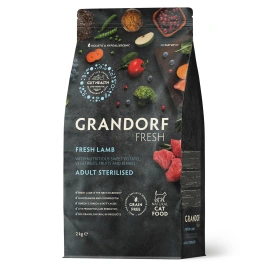 Сухой корм Grandorf Fresh Cat для стерилизованных кошек чувствительное пищеварение или склонность к аллергии ягненок с бататом 2 кг