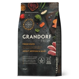 Сухой корм Grandorf Fresh беззерновой утка с бататом для взрослых собак средних и крупных пород, 10 кг