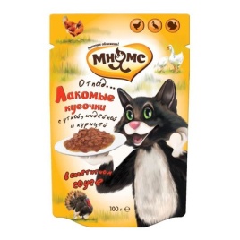 Мнямс паучи Мясной карнавал (утка, индейка, курица) для взрослых кошек - 100 г