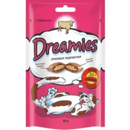 Dreamies лакомые подушечки для кошек с говядиной 60 г
