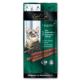 Edel Cat лакомство для кошек колбаски с уткой, печенью и кошачьей травой - 3 шт