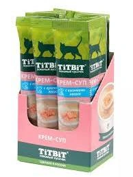 Лакомства Titbit Salmon для кошек в виде крем-супа с кусочками и лососем, 16 г