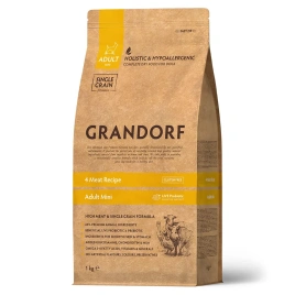 Сухой корм Grandorf Holistic 4 вида мяса с бурым рисом для взрослых собак мелких пород, 1 кг