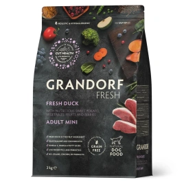 Сухой корм Grandorf Fresh утка с бататом беззерновой для взрослых собак мелких пород, 3 кг