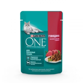PURINA ONE "Adult" консервы 75 гр для взрослых кошек с Говядиной и морковью 1х26
