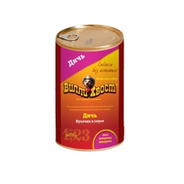 Влажный корм Вилли Хвост для собак с дичью - 1,230 кг