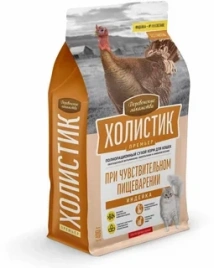 Сухой корм «Деревенские лакомства» Holistic Премьер для кошек при чувствительном пищеварении с индейкой, 400 г