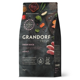 Сухой корм Grandorf Fresh Cat для взрослых кошек диетическая формула для особо аллергичных кошек утка с бататом 2 кг
