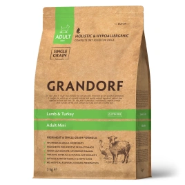 Сухой корм Grandorf Lamb & Turkey Mini Ягненок с индейкой для взрослых собак мелких пород, 3 кг