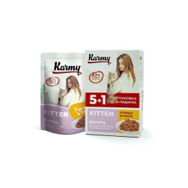 Karmy Kitten влажный корм для котят до 1 года, беременных и кормящих кошек с курицей в соусе - 480 г