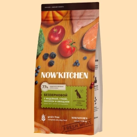 Сухой корм NOW'KITCHEN Fresh Adult для взрослых собак со свежей индейкой,уткой,лососем, 9.98 кг