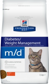 Hill's Prescription Diet m/d Diabetes/Weight Management корм для кошек диета для поддержания здоровья при сахарном диабете курица 1,5 кг