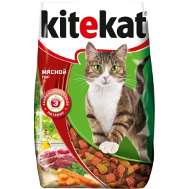 Kitekat Мясной Пир сухой корм для взрослых кошек с говядиной - 800 г