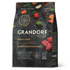 Сухой корм Grandorf Fresh ягненок с бататом беззерновой для юниоров и беременных собак, 3 кг