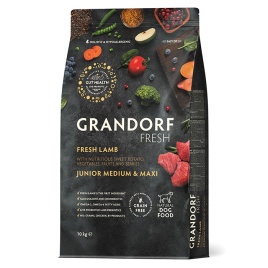 Сухой корм Grandorf Fresh беззерновой ягненок с бататом для юниоров и беременных собак, 10 кг
