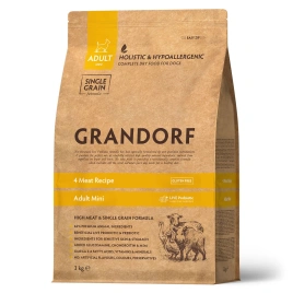 Сухой корм Grandorf 4 Meat Probiotic Mini Четыре вида мяса для взрослых собак мелких пород, 3 кг