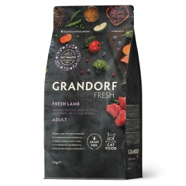 Сухой корм Grandorf Fresh Cat для взрослых кошек чувствительное пищеварение или склонность к аллергии ягненок с бататом 2 кг