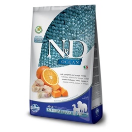 Сухой корм Farmina N&D Ocean для взрослых собак средних и крупных пород с треской, тыквой и апельсином - 12 кг