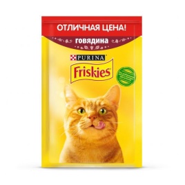 Friskies Говядина в подливе (Паучи для взрослых кошек), 50г х 30шт