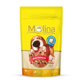 Molina Лакомство для щенков Рулетики из индейки и трески 65 г 1 ш