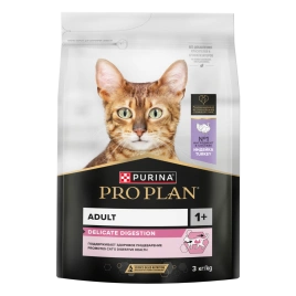 Сухой корм Purina Pro Plan Delicate для взрослых кошек с чувствительным пищеварением, с индейкой, 3 кг