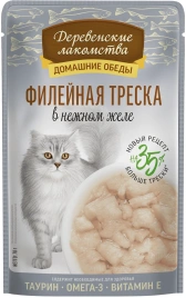 Влажный корм «Деревенские лакомства» для кошек с нежной филейной треской, 70 г