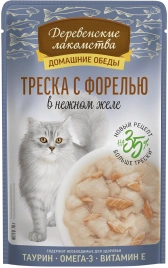 Влажный корм «Деревенские лакомства» для кошек с треской и форелью, 70 г