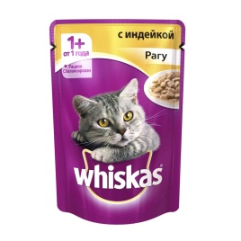 Whiskas паучи в форме рагу с индейкой для взрослых кошек от 1 года - 85 г