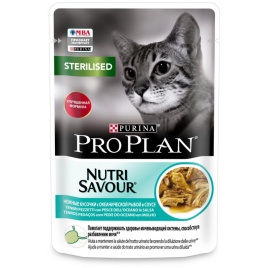 Влажный корм Pro Plan Cat Adult NutriSavour Sterilised для стерилизованных кошек с океанической рыбой в СОУСЕ - 85 г