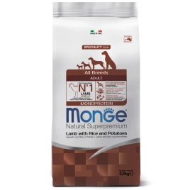 Сухой корм Monge Dog Speciality Line Monoprotein Lamb &amp;amp; Rice &amp;amp; Potato для взрослых собак всех пород с мясом ягненка, рисом и картофелем, 2,5 кг