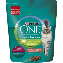 Сухой корм Purina One Природа Здоровья для стерилизованных кошек с говядиной - 180 г