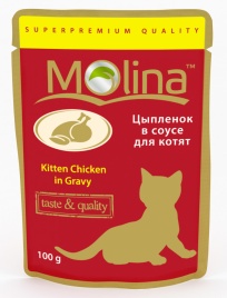 Влажный корм Molina для взрослых кошек с цыпленком в соусе в паучах - 100 г