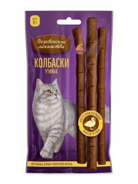 Лакомство «Деревенские лакомства» колбаски утиные для кошек, 15 г