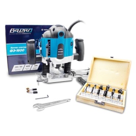 Фрезер электрический ВАРЯГ ФЭ-1600 (1600Вт,16000-30000об/мин,цанга(патрон)6/8мм), набор фрез (12 предметов)(1/4)