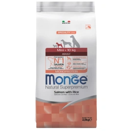 Сухой корм Monge Dog Speciality Line Monoprotein Mini Salmon &amp;amp; Rice для взрослых собак мелких пород с лососем и рисом, 7,5 кг