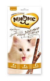 Мнямс лакомые палочки Цыпленок с уткой 13,5 см для кошек - 5 г х 3 шт