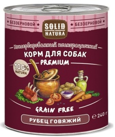 Solid Natura Premium Рубец говяжий влажный корм для собак в жестяной банке 240 г