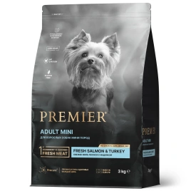 Сухой корм Premier Dog Salmon&Turkey ADULT Mini для собак мелких пород свежее филе лосось с индейкой 3 кг
