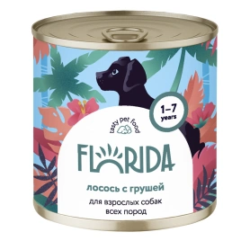 Влажный корм Florida для собак с лососем с грушей, 400 г