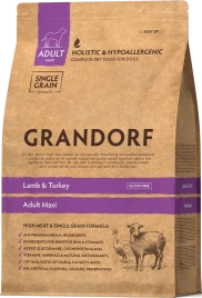 Сухой корм Grandorf Lamb & Turkey Maxi Ягненок с индейкой для взрослых собак крупных пород, 10 кг
